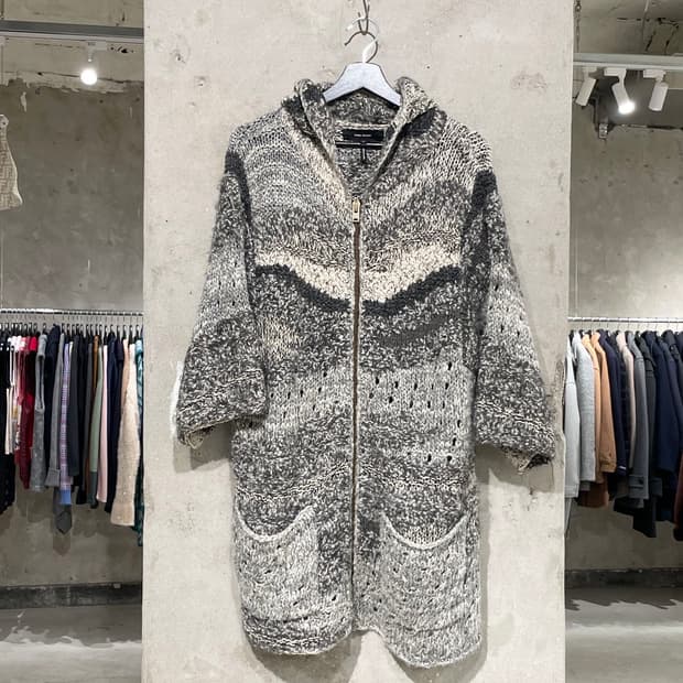 이자벨 마랑 그레이 하프 슬리브 집업 니트 롱 후디 자켓