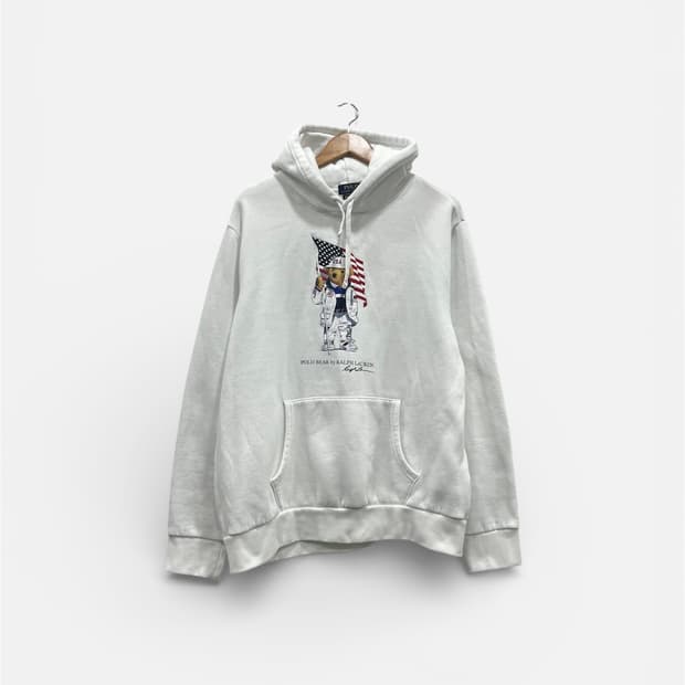 폴로랄프로렌 성조기 베어 플리스 후디 L