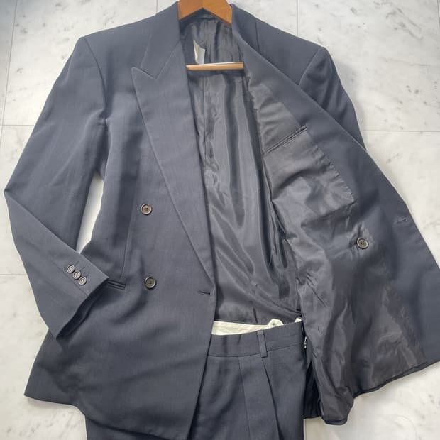 조르지오 아르마니 블랙라벨 차콜그레이 셋업 수트 더블수트 드라이완 50사