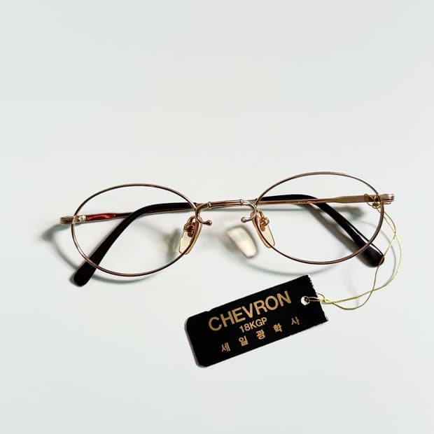 90s CHEVRON 골드 슬림 라운드 데드스탁 빈티지 안경