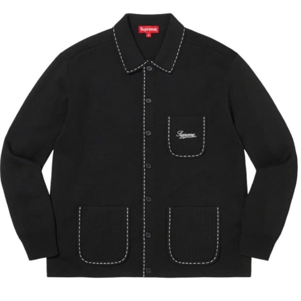 Supreme 스티치 가디건 블랙