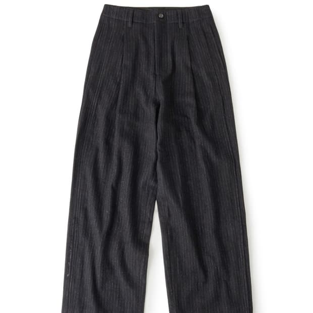 [3]해칭룸 헤어리 딥 플리츠 트라우저 스트라이프 블랙