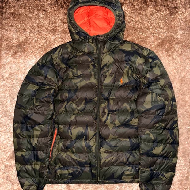 폴로 랄프로렌 카모 경량패딩m