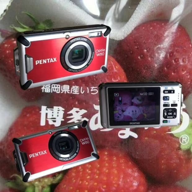 Pentax 옵티오 Optio W80 레드 빈티지디카