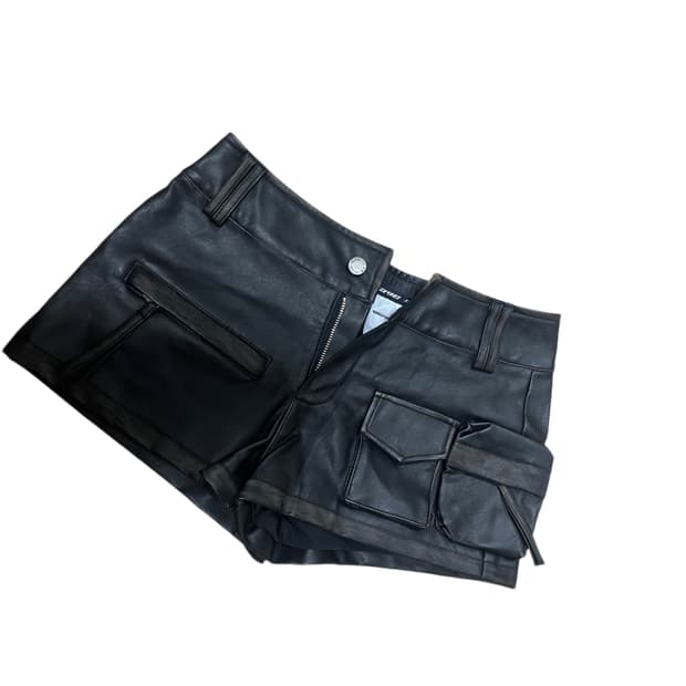 브라운 블랙 레더 쇼츠