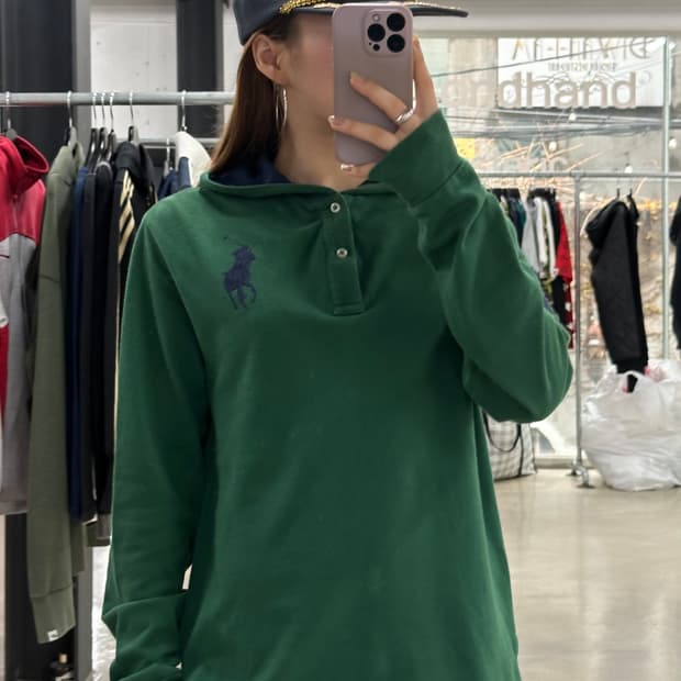 폴로랄프로렌 빅포니 넘버링 후드롱슬리브 그린