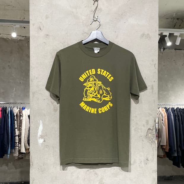 usmc 카키 불독 그래픽 코튼 하프티