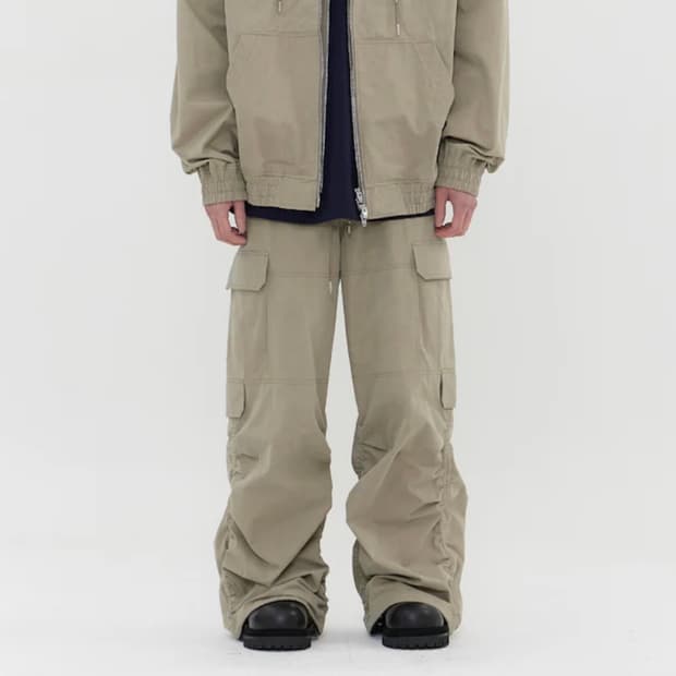 준지 SS26 다잉 코튼 퍼커링 팬츠 베이지 48 신상