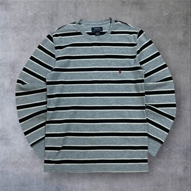 폴로 랄프로렌 스몰 포니 로고 스트라이프 배색 롱 슬리브