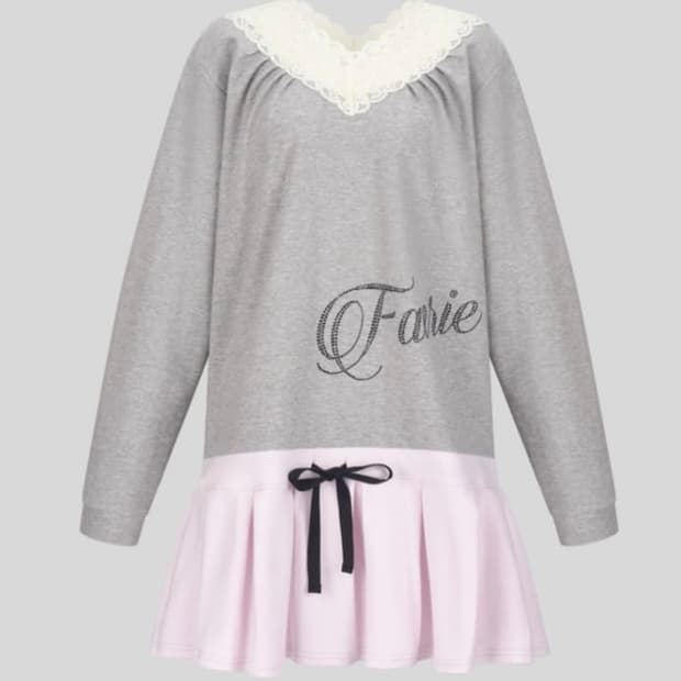 샵페어리 lace v neck pleats dress