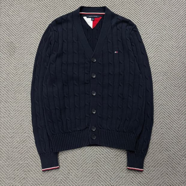 타미힐피거 캐이블 니트 가디건 v2699
