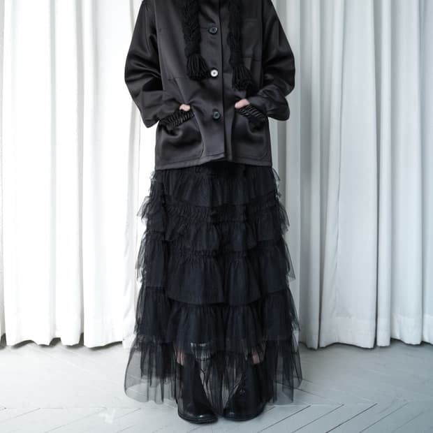 구함글) 생긴 스튜디오 TULLE TIERED LONG SKIRT 블랙