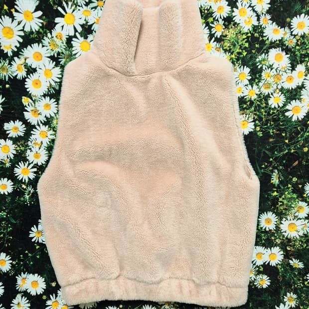 NANING9 인조퍼 하이넥 베스트 여성 F