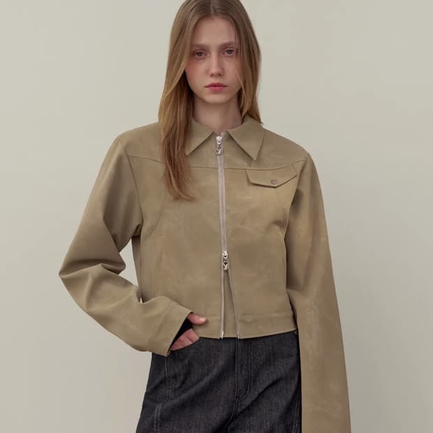 Yuse SOFT LEATHER SEMI CROP JACKET
