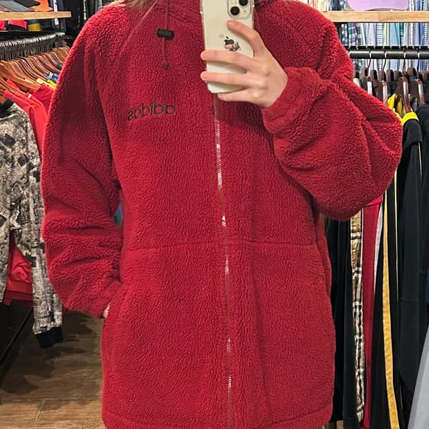 [HI] 아디다스 양털 후드집업 레드