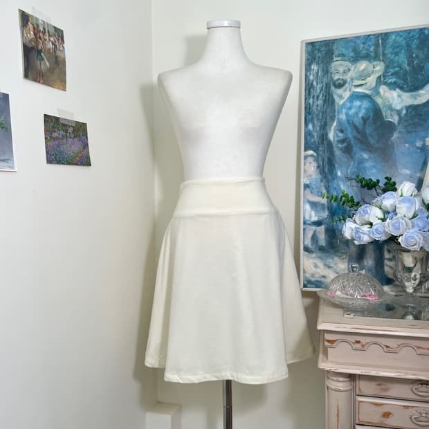ivory cotton banding flare skirt