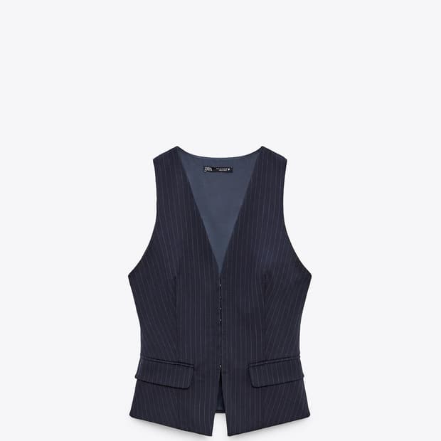 Zara 핀 스트라이프 베스트 s