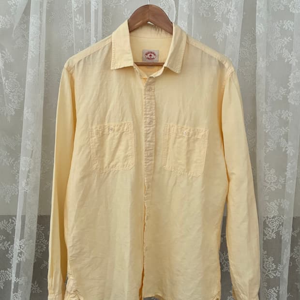 L) 브룩스 브라더스 린넨 코튼 셔츠 옐로우