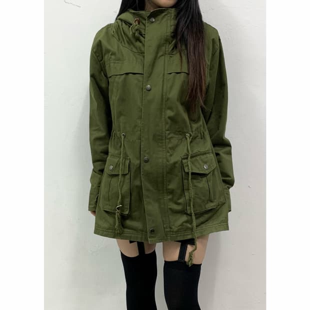 [TIJISHOP] 그린 y2k 야상 후드 자켓