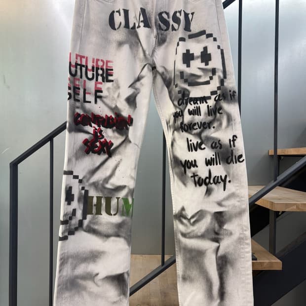 GAME OVER 리바이스 커스텀 빈티지 페인팅 데님 팬츠
