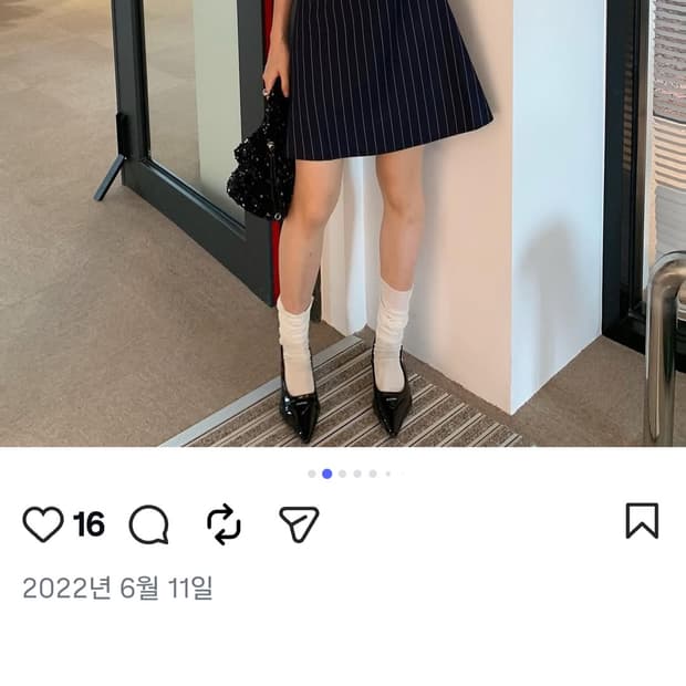 프레클 백크로스 핀스트라이프 원피스