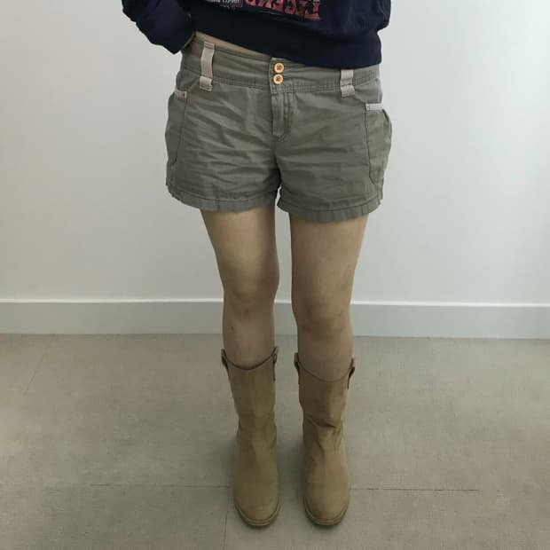 빈티지 배색 카고 숏팬츠