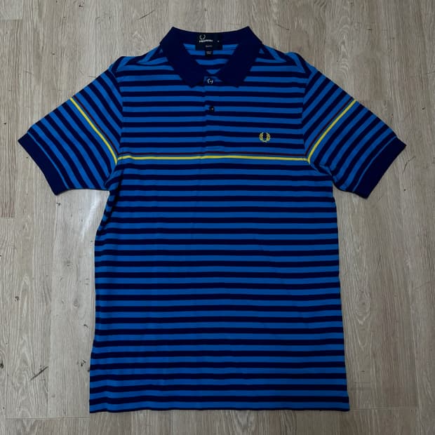프레드페리 스트라이프 단가라 PK 반팔 카라티 [블루] M/95