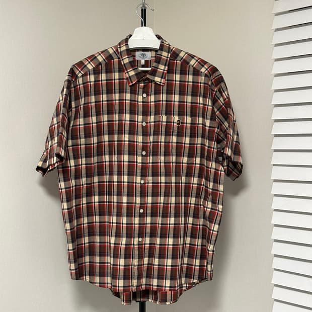 A BATHING APE 미니 체크 반팔 셔츠 L