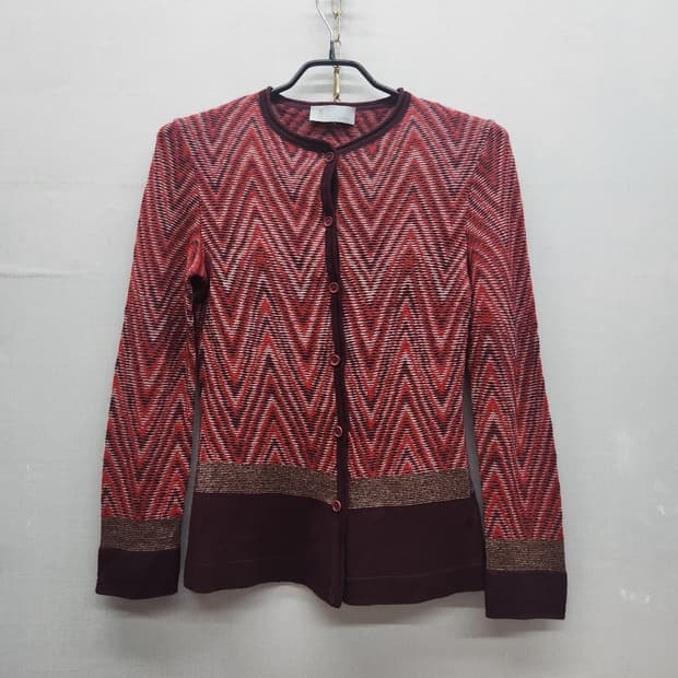 미쏘니 시그니처 지그재그 패턴 빈티지 가디건 S