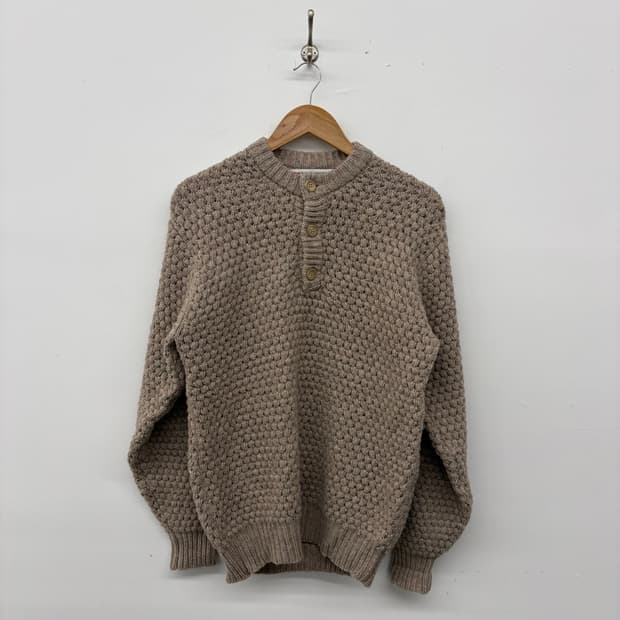 헤인즈 빈티지 버튼 니트 브라운 남L