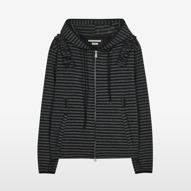 타입서비스 Ruffled Stripe Hoodie 블랙