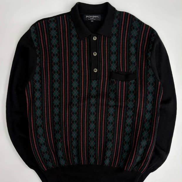 [95] 입생로랑 아가일 멀티 체크 울 니트 스웨터