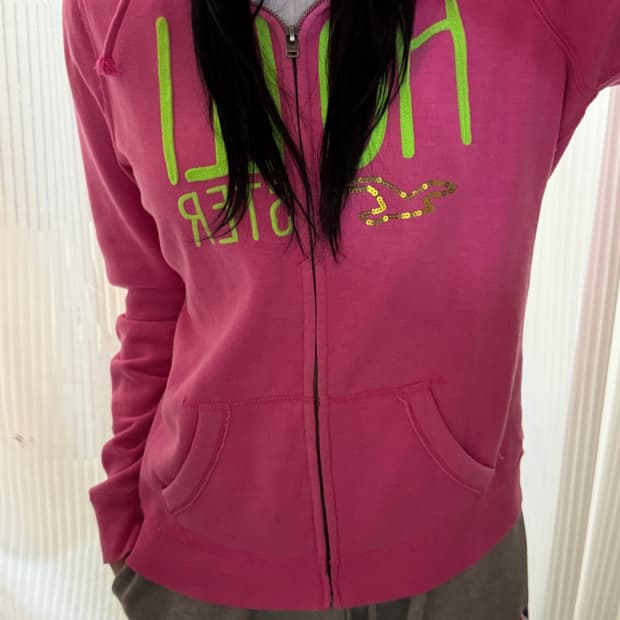 홀리스터 핑크 후드집업 L
