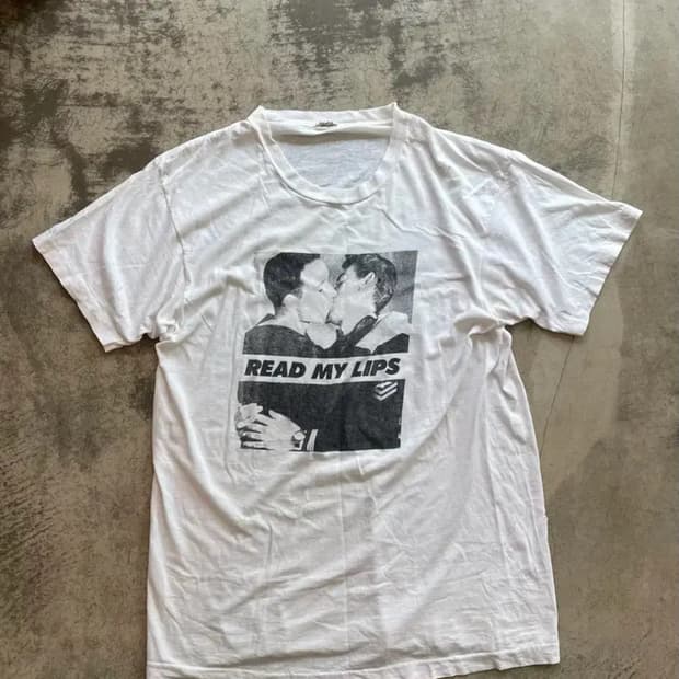 80s Thrashed READ MY LIPS 아트웍 티셔츠