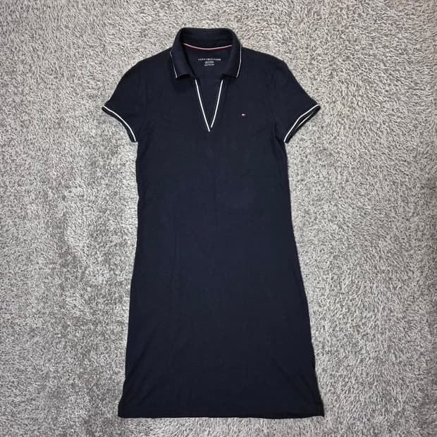 타미힐피거 오픈카라 네이비 반팔 원피스 XS