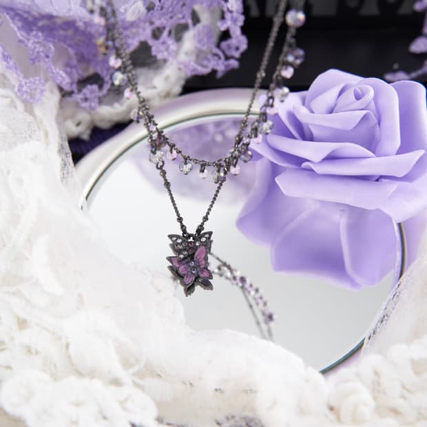 Anna sui 레이어드 버터플라이 비즈 이중 목걸이