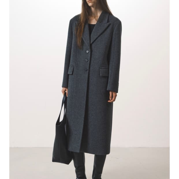 25FW 으음키임 울 캐시미어 카라 배색 롱코트