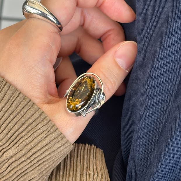 Vintage Amber 925Silver Ring