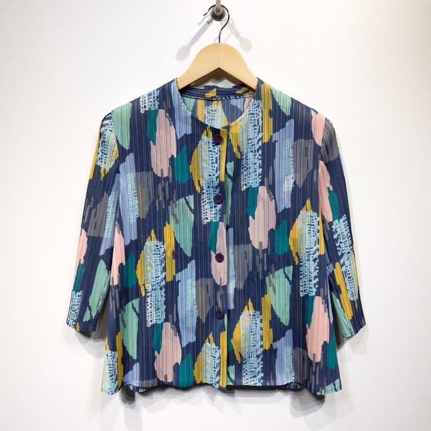 PLEATSME 플리츠미 기하학패턴 플리츠 가디건