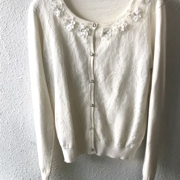 플라워 레이스 가디건 아이보리