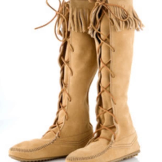 미네통카 웨스턴 프린지 소가죽 레이스업 롱부츠 7