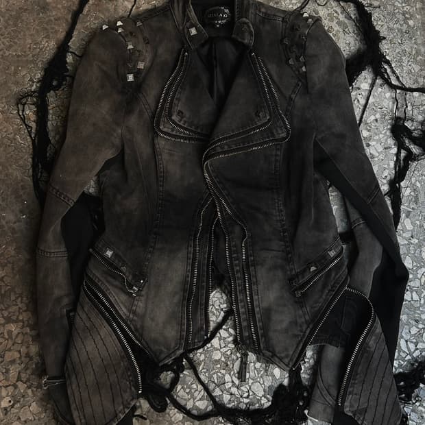 2000s VTG 펑크 기믹 스터드 멀티지퍼 자켓 