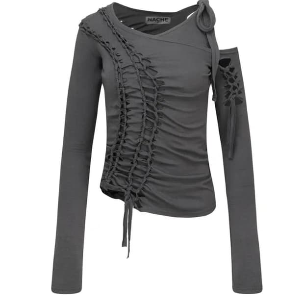 나체 nache 투피스 브레이드 롱슬리브 차콜