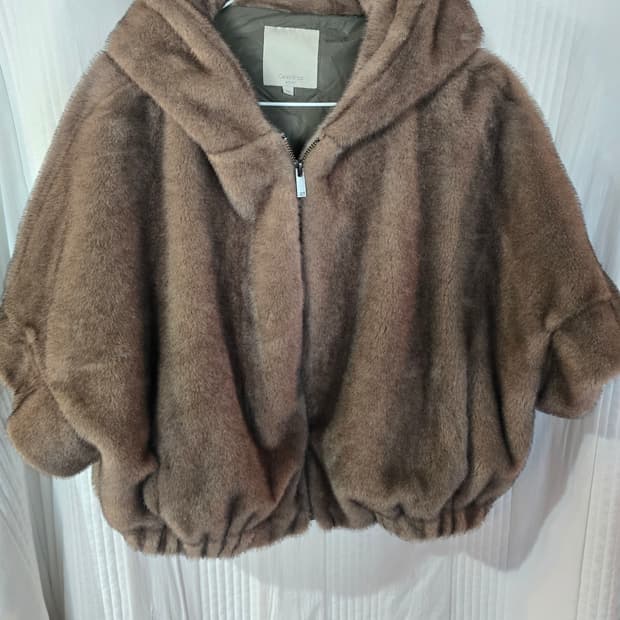 CelebShop Edition 브라운 후드 밍크스타일 자켓