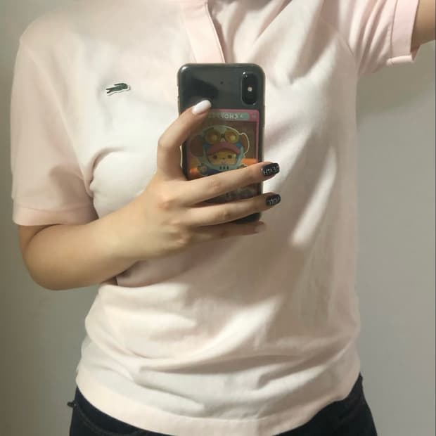 라코스테 연핑크 차이나카라 셔츠