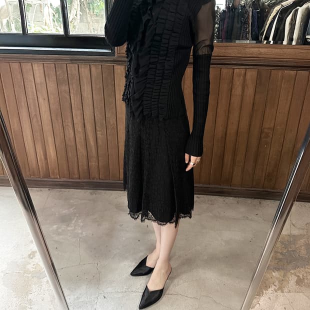 HIROKO BIS pleated ruffle cardigan