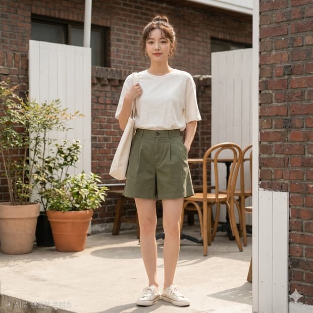 유니클로 리넨 코튼 쇼트 팬츠 