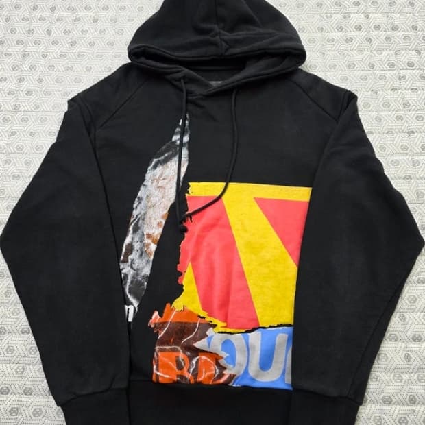 준지 블랙 프린팅 후드티 95