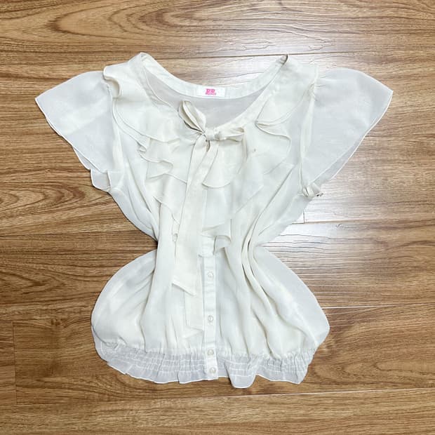 빈티지 레이스 리본 날개 블라우스 히메갸루 로걀 라떼 발레코어 모리걸