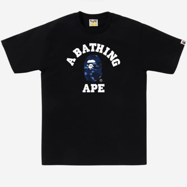 [새상품]BAPE 컬러 카모 컬리지 반팔티셔츠 블랙 네이비 (일본
